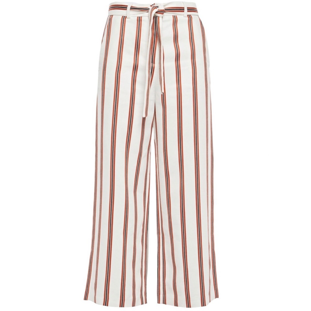 NEW Maje Cropped Striped Twill Wide Leg Pants M - Picture 4 of 8